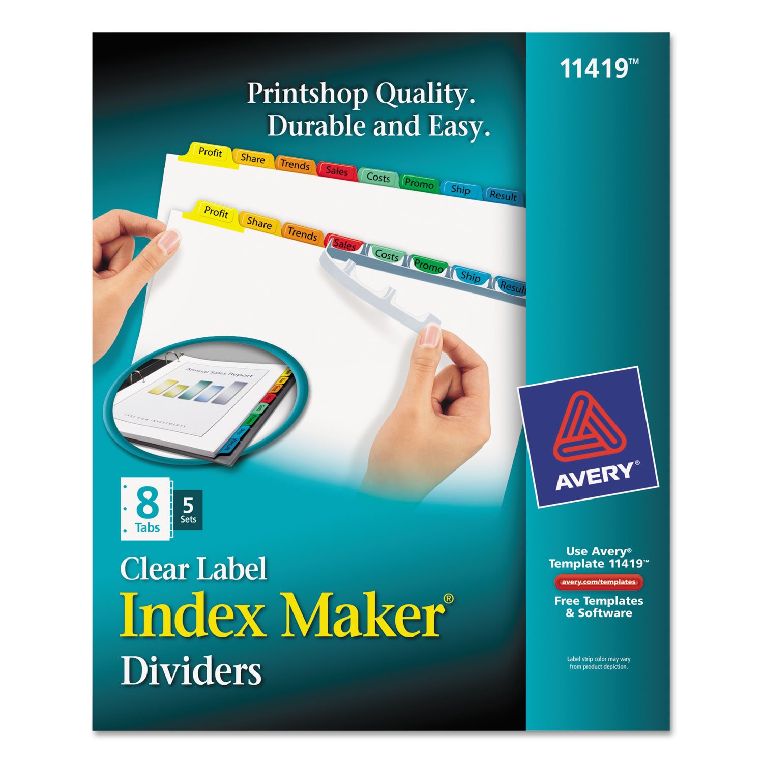 AVERY AVE11419 Index Maker Divider with Multicolor Tabs - Perfect for Office Organization, School Binders & Document Filing
