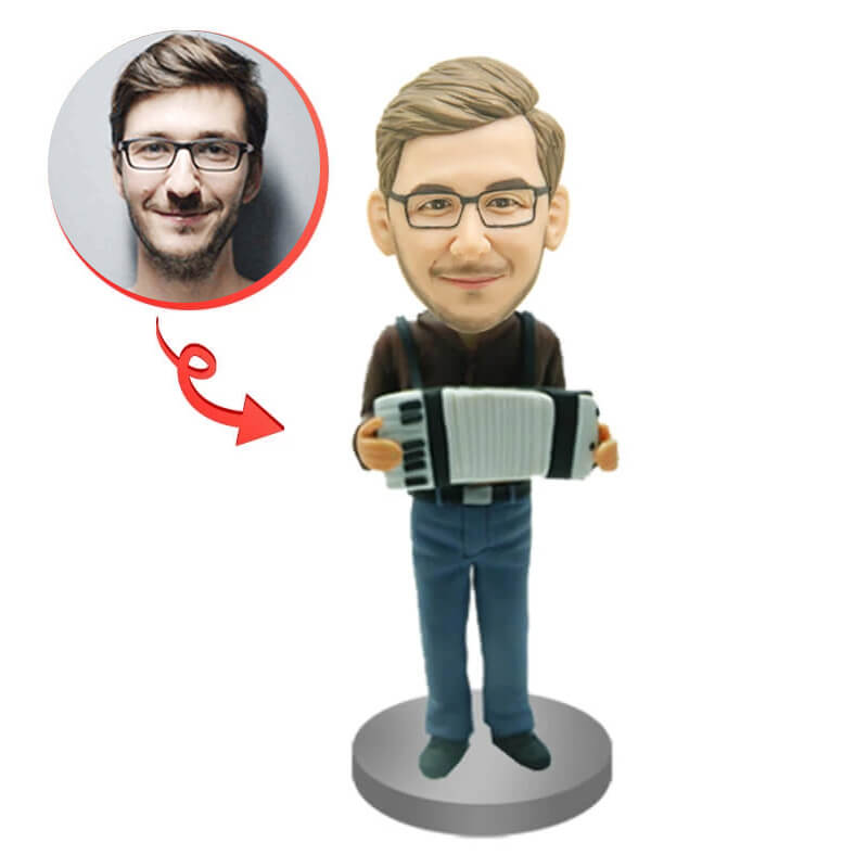 Custom Accordion Player Bobblehead - Unique Musical Gift for Collectors & Music Lovers - Perfect for Office Desk, Home Decor & Party Favors