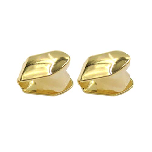 EXCEART 2pcs Gold Grill Caps for Halloween & Parties - Adult/Kids Prank Toy