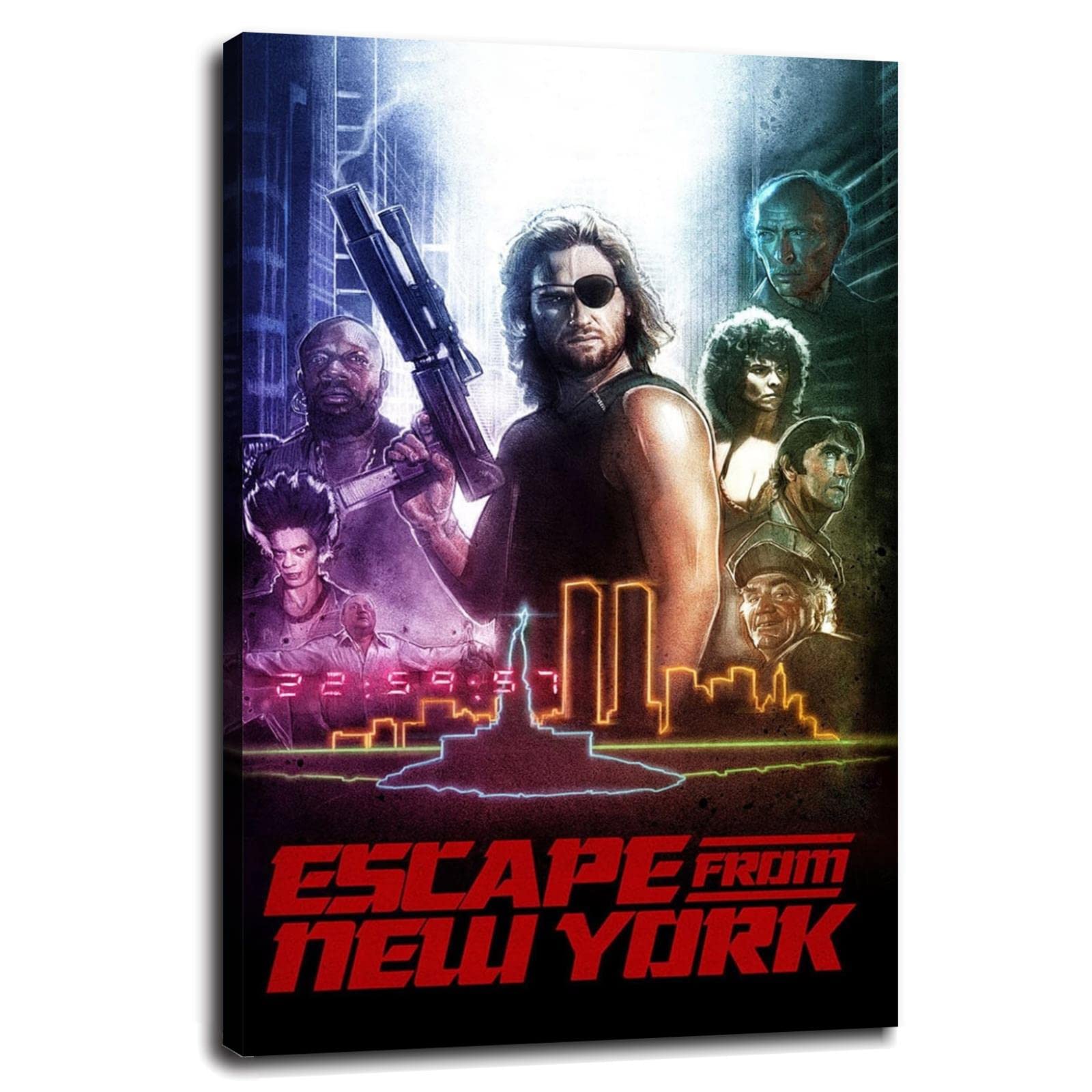 Vintage Escape From NY Movie Poster - Retro Canvas Print Wall Art for Home Theater, Office & Bedroom Decor - 12x8 Inch Framed Poster (Perfect for Movie Lovers & Man Cave Decor)