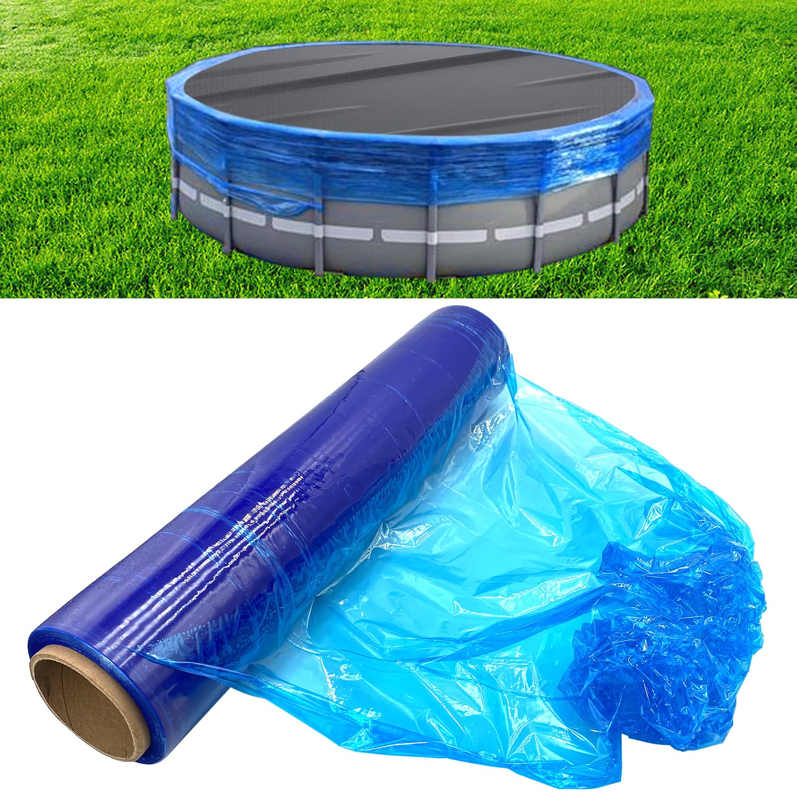 500ft Winter Pool Cover Seal Wrap - Windproof Stretchable Above Ground Pool Cover Sealer | Keeps Pool Clean & Debris-Free | Blue Heavy-Duty Pool Protection | Perfect for Winterizing & Protecting Above Ground Pools from Leaves, Snow & Wind