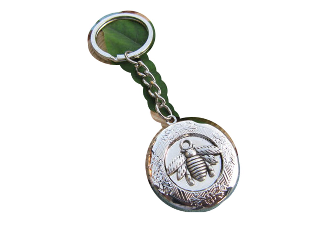 Ancient Silver Bee Locket Keychain - 2Pcs Honeybee Jewelry for Nature Lovers