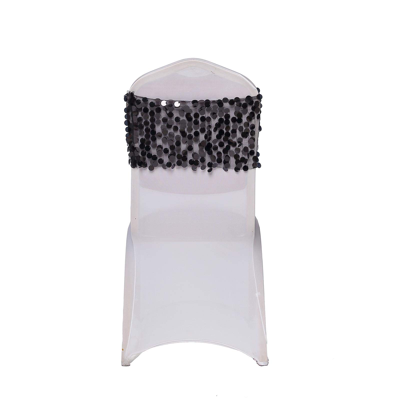 50 Pcs 10-Inch Wide Black Sequin Chair Sashes for Weddings, Parties, Dining & Home Decor - Elegant Table Runner & Event Decoration Supplies by BalsaCircle