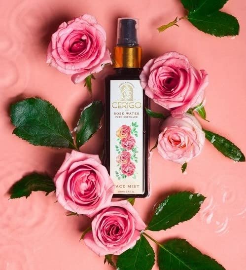 CERIGO Rose Toner for Face - Hydrating & Brightening Facial Toner with Rose Water, Alcohol-Free for Dry & Sensitive Skin | Perfect for Daily Skincare Routine & Post-Cleansing Refreshment