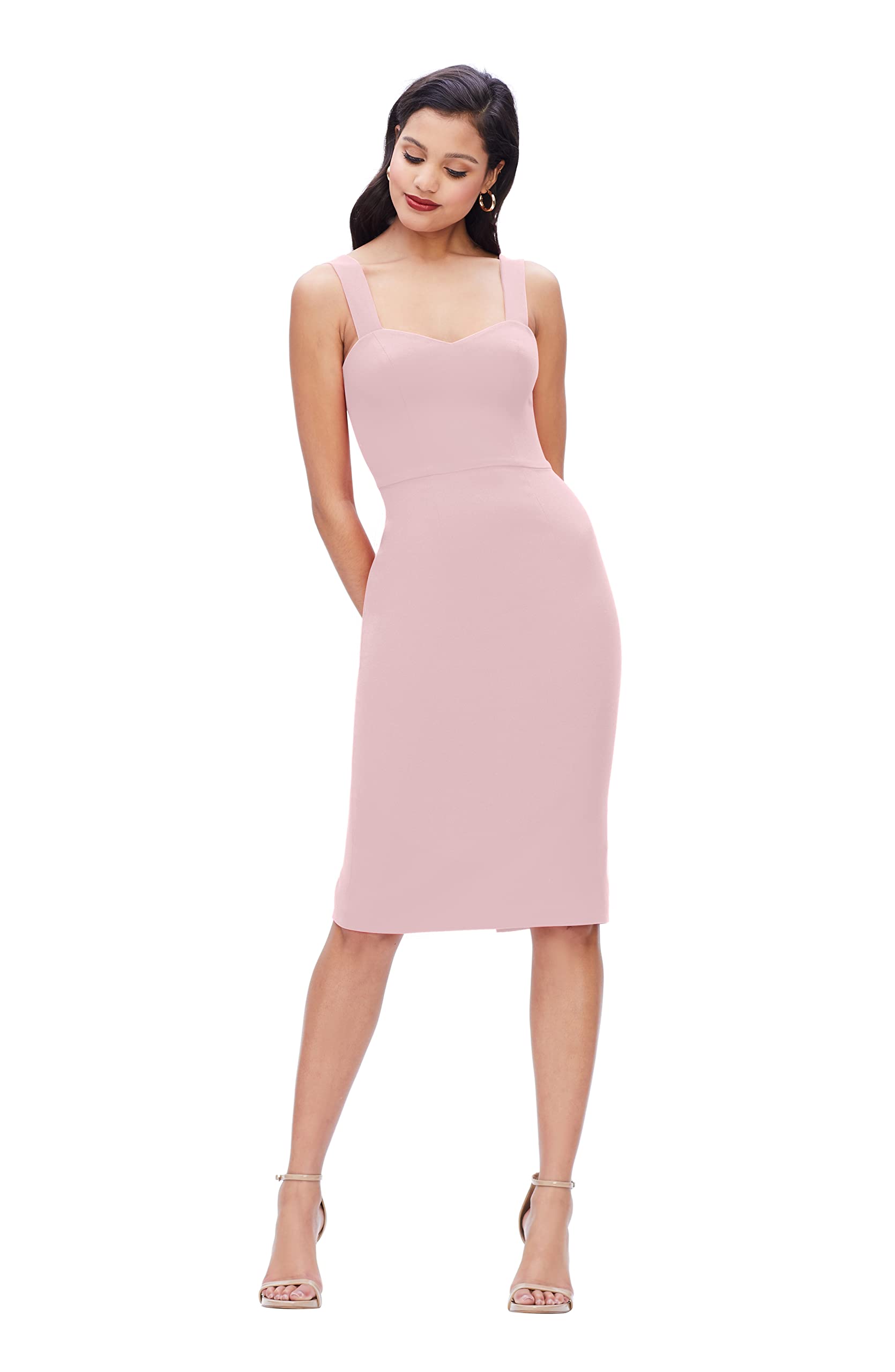 Dress the Population Women's Nicole Sweetheart Neck Bodycon Midi Dress - Elegant Body-Hugging Cocktail Dress for Parties, Date Nights & Special Occasions