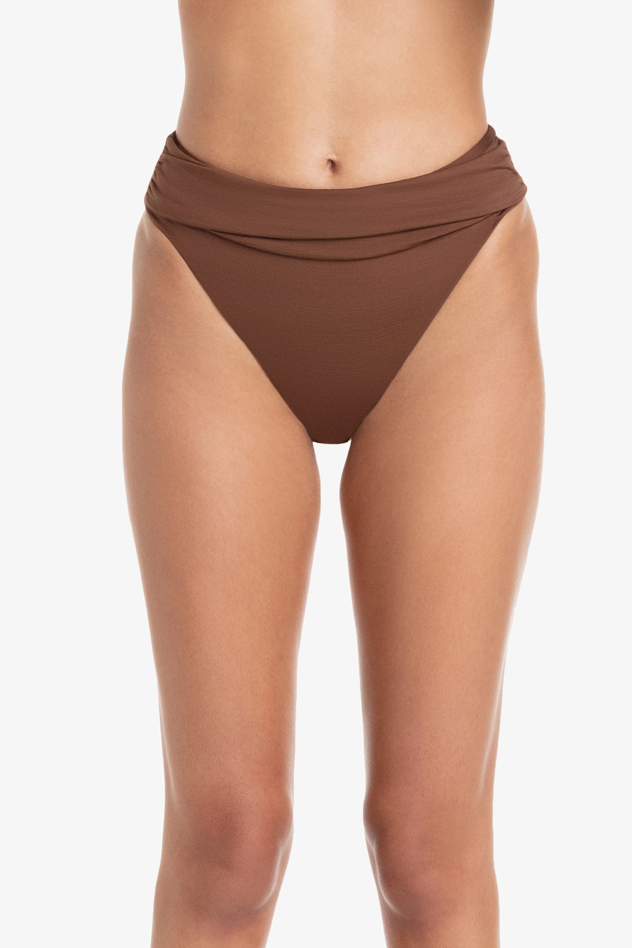 Textured Chocolate Brown Shirred Bottom Pants for Women - Comfortable & Stylish High Waisted Trousers for Casual Wear, Office, and Date Night