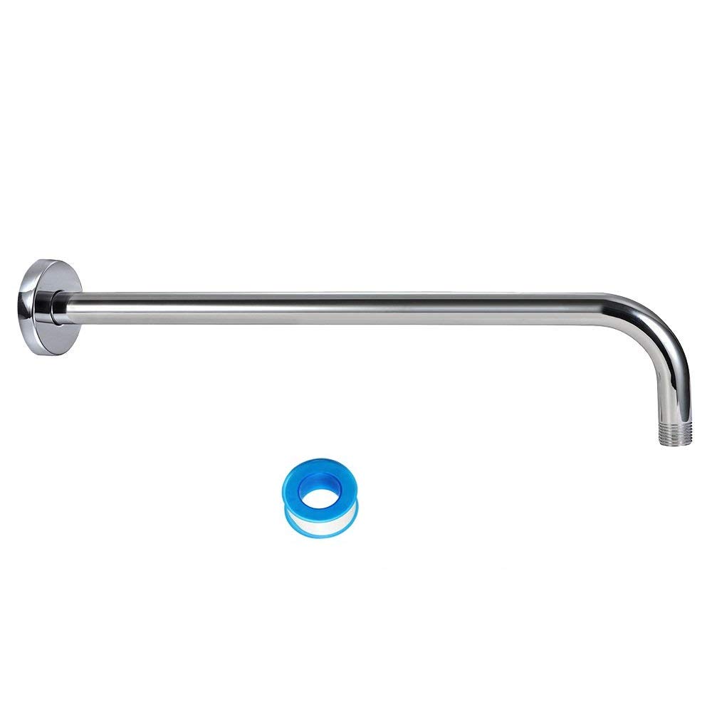 NearMoon 15 Inch Stainless Steel Wall-Mounted Shower Arm with Flange - Chrome Finish Shower Head Extension for Bathroom & Spa Relaxation