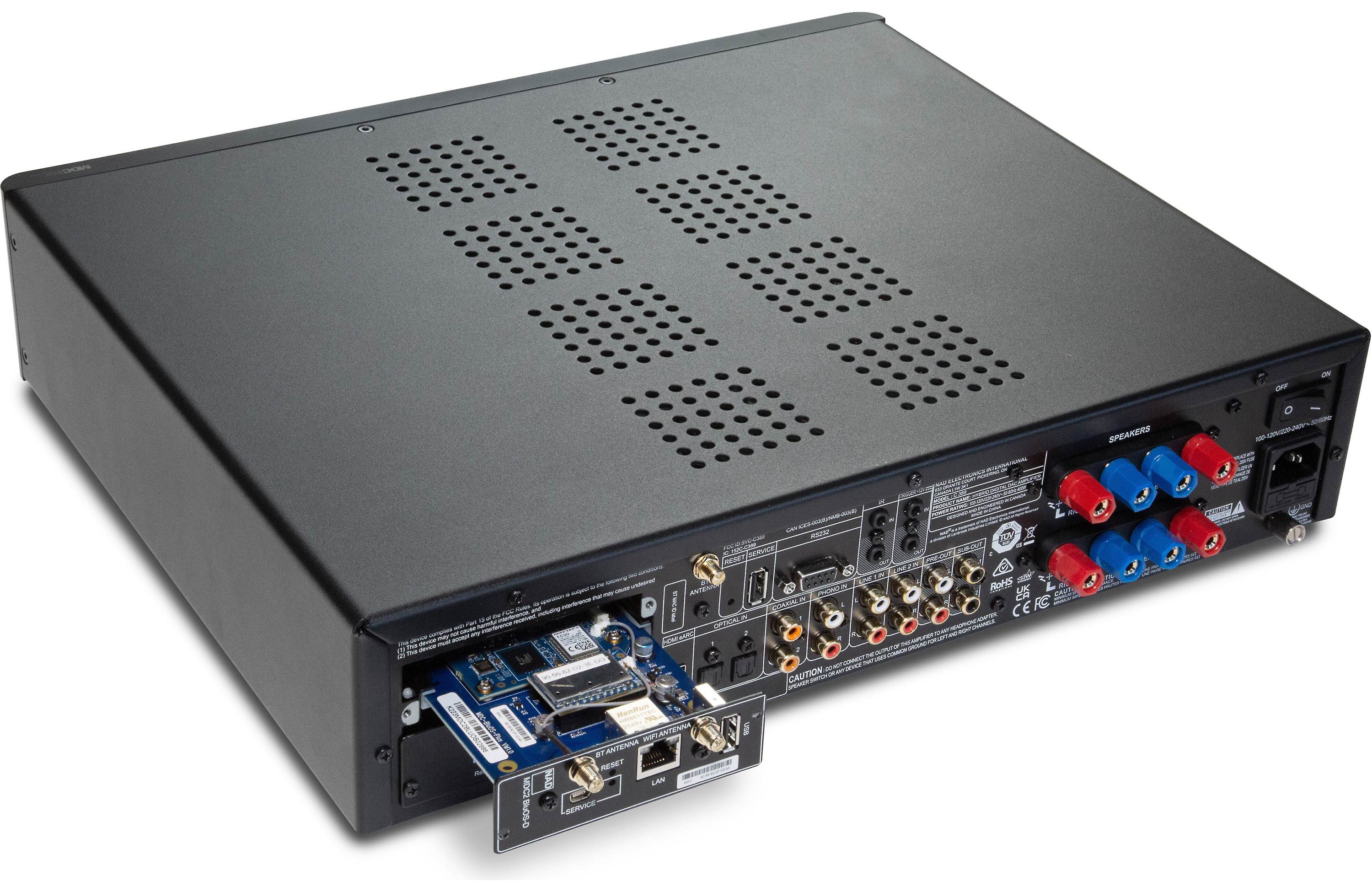 NAD Electronics C389 BluOS D Hybrid Digital DAC Integrated Amplifier with Bluetooth & MDC2 BluOS D Module - Hi-Fi Audio System for Home Theater & Music Listening