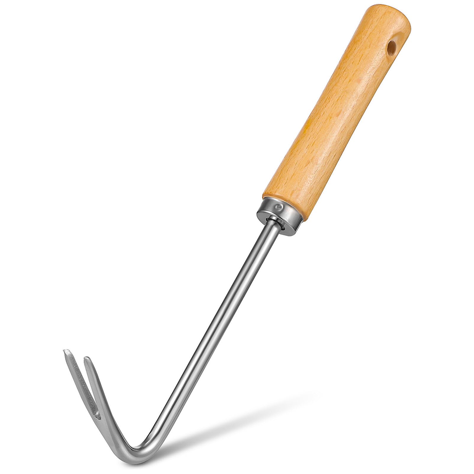 Happyyami Hand Weeding Tool with Beech Wood Handle - Garden Weeder, Lawn Edging Tool, Hand Tiller for Yard Maintenance - Perfect for Gardening, Weed Removal, and Soil Cultivation