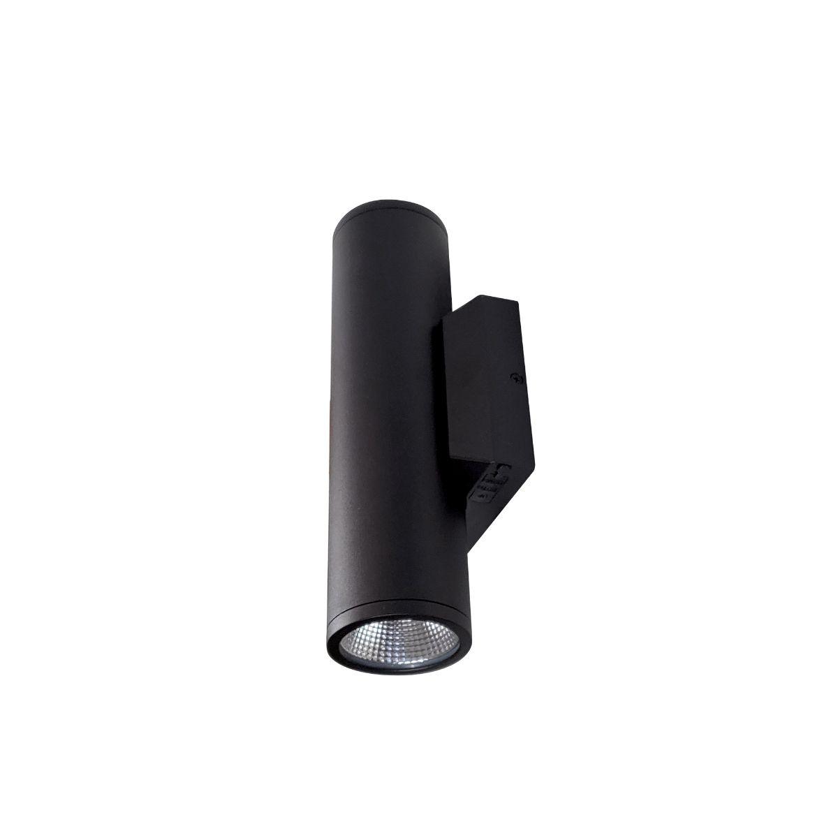12-In-2 LED Outdoor Wall Sconce Light Fixture - Black Up/Down Cylinder Design for Porch, Patio & Garden Lighting
