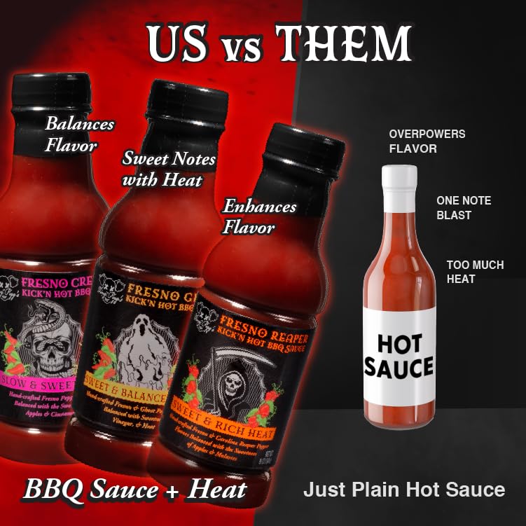 Tony Piggs Hot BBQ Sauce Fresno Ghost Flavor (19oz) - Spicy Ghost Pepper Barbecue Sauce for Wings, Ribs & Burgers - Made with Fresh Peppers - Perfect for Summer Cookouts, Tailgating & Grilling Gifts for Men