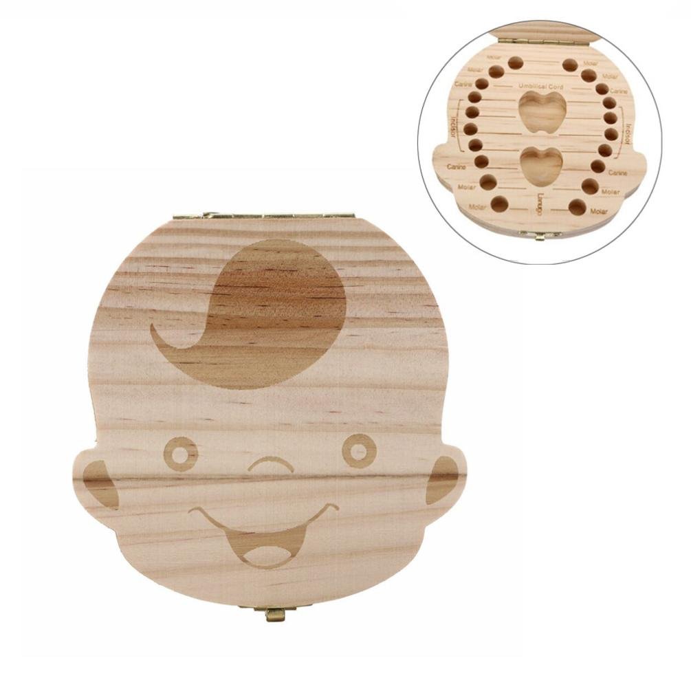 Gbell Baby Teeth Keepsake Box - Wooden Organizer & Storage for Toddler, Infant, Newborn (Boy & Girl) - Perfect First Tooth Memory Box for Parents