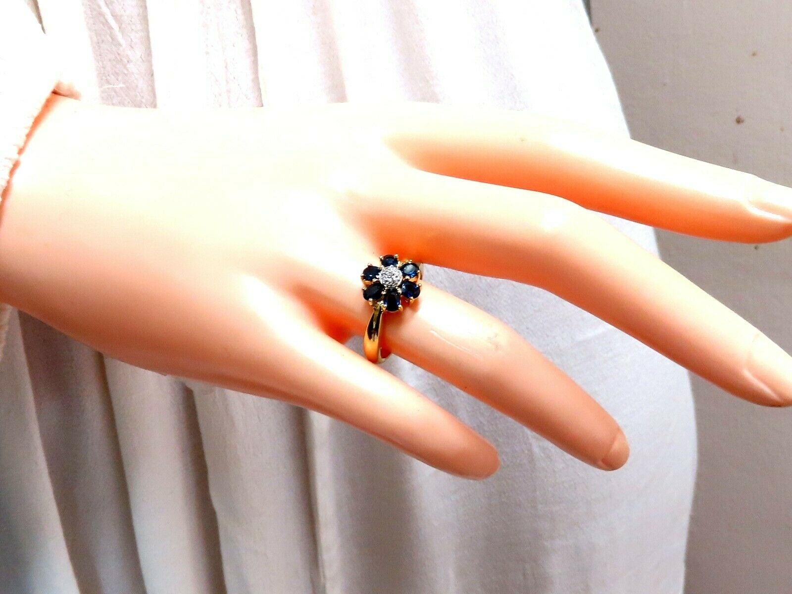 1.10ct Natural Blue Sapphire & Diamond Cluster Ring in 14K Gold - Elegant Engagement, Wedding, or Anniversary Jewelry Gift for Women
