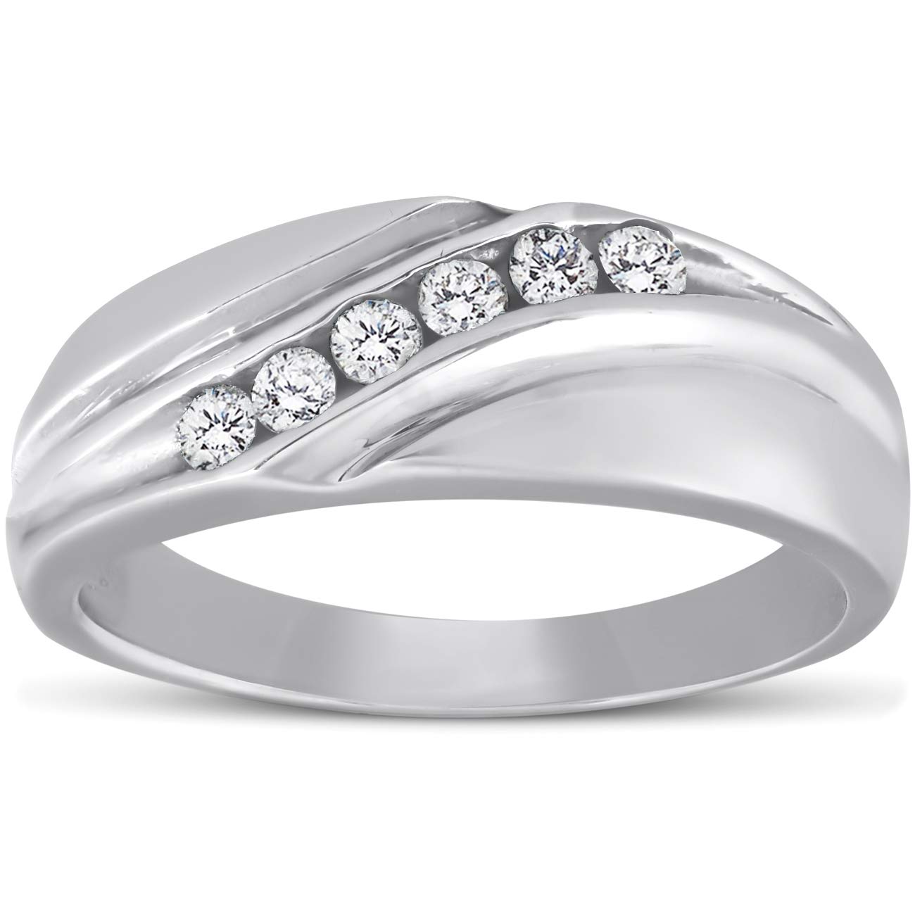 Platinum Diamond 1/4 Carat High Polished Men's Wedding Band Ring - Elegant & Durable for Engagement, Anniversary & Special Occasions