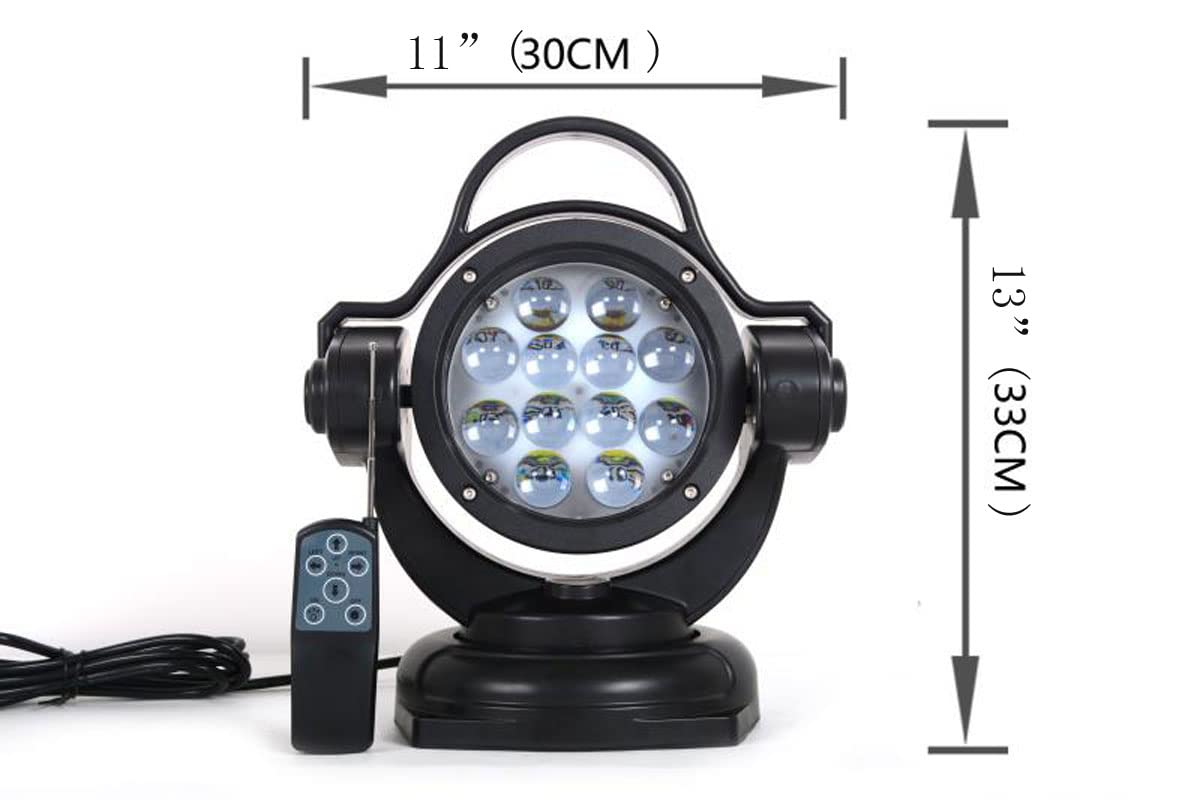 60W Remote Control LED Searchlight - 360° Rotating Marine Boat Light, 9-32V Waterproof Spot/Fog Light for SUV, ATV, 4WD Truck & Boating | Perfect for Off-Road Adventures, Night Fishing & Emergency Lighting