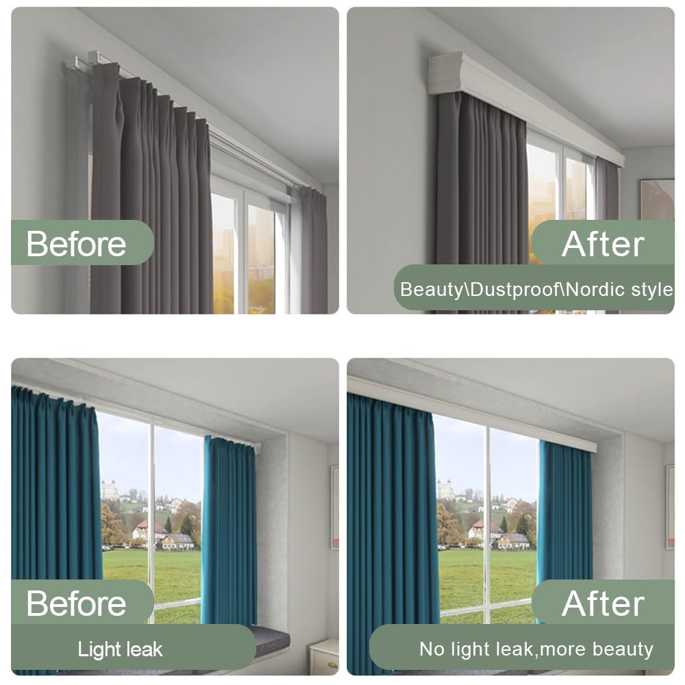 Zshine 3-in-1 Curtain Track System - Double Rail with Pelmet for Ceiling Mount - 9.8ft White - Perfect for Living Room & Bedroom Window Treatments | Home Decor & Room Dividers