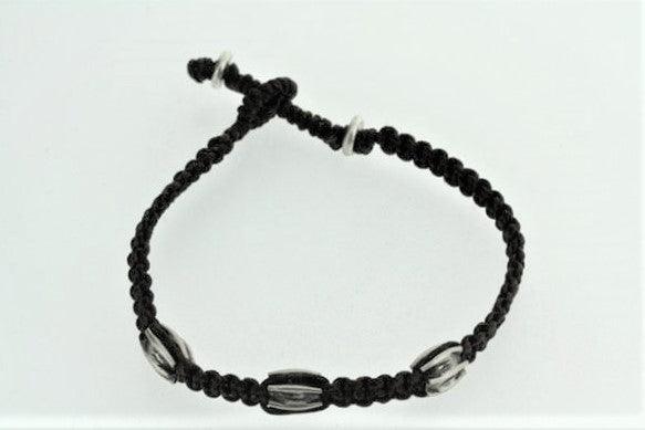 3 Silver Bead String Bracelet for Women - Black Pure 925 Sterling Silver Adjustable Bangle - Perfect for Daily Wear, Gifts & Special Occasions
