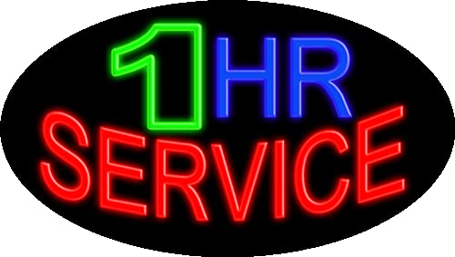 Custom 1 Hour Service Glass Neon Sign #14291 - Handmade in USA | Perfect for Bars, Restaurants, and Home Decor