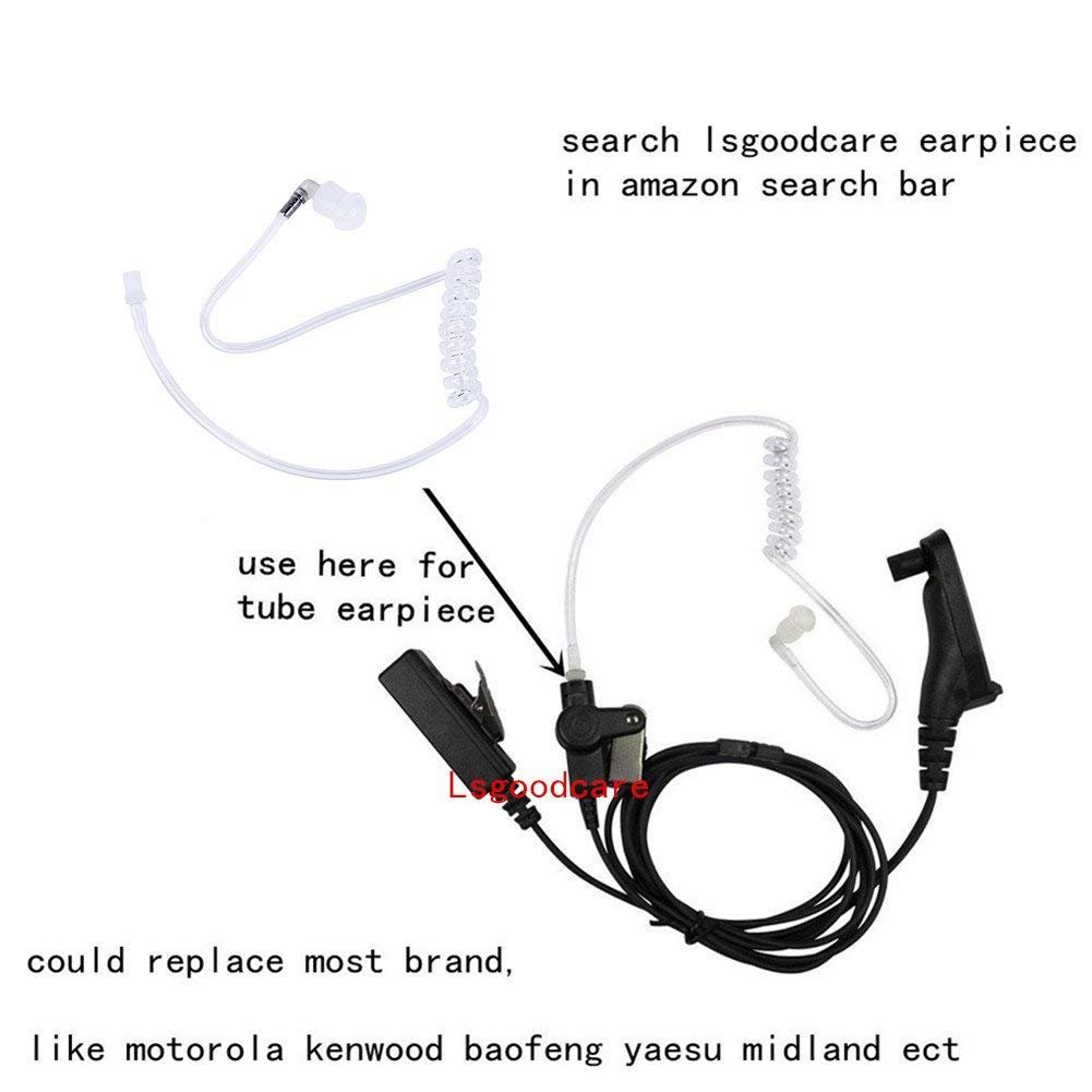 Lsgoodcare 10-Pack Replacement Covert Acoustic Air Coil Audio Tube with Earbuds - Compatible with Motorola, Kenwood, Icom, Yaesu Two-Way Radios - FBI Covert Surveillance Earpiece Headset for Law Enforcement & Security Professionals