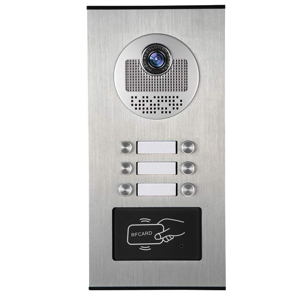 6-Key Wired Video Intercom Doorbell with IR Night Vision & ID Keyfob Unlock - Apartment Security System for Multi-Unit Buildings, Homes & Offices