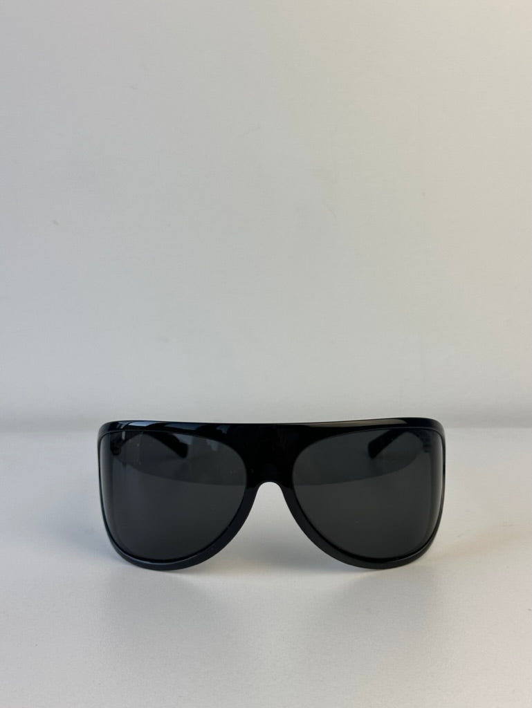 Miu Miu MU A01S Black Shield Sunglasses for Women - UV Protection Fashion Sunglasses - Perfect for Beach, Driving & Outdoor Activities