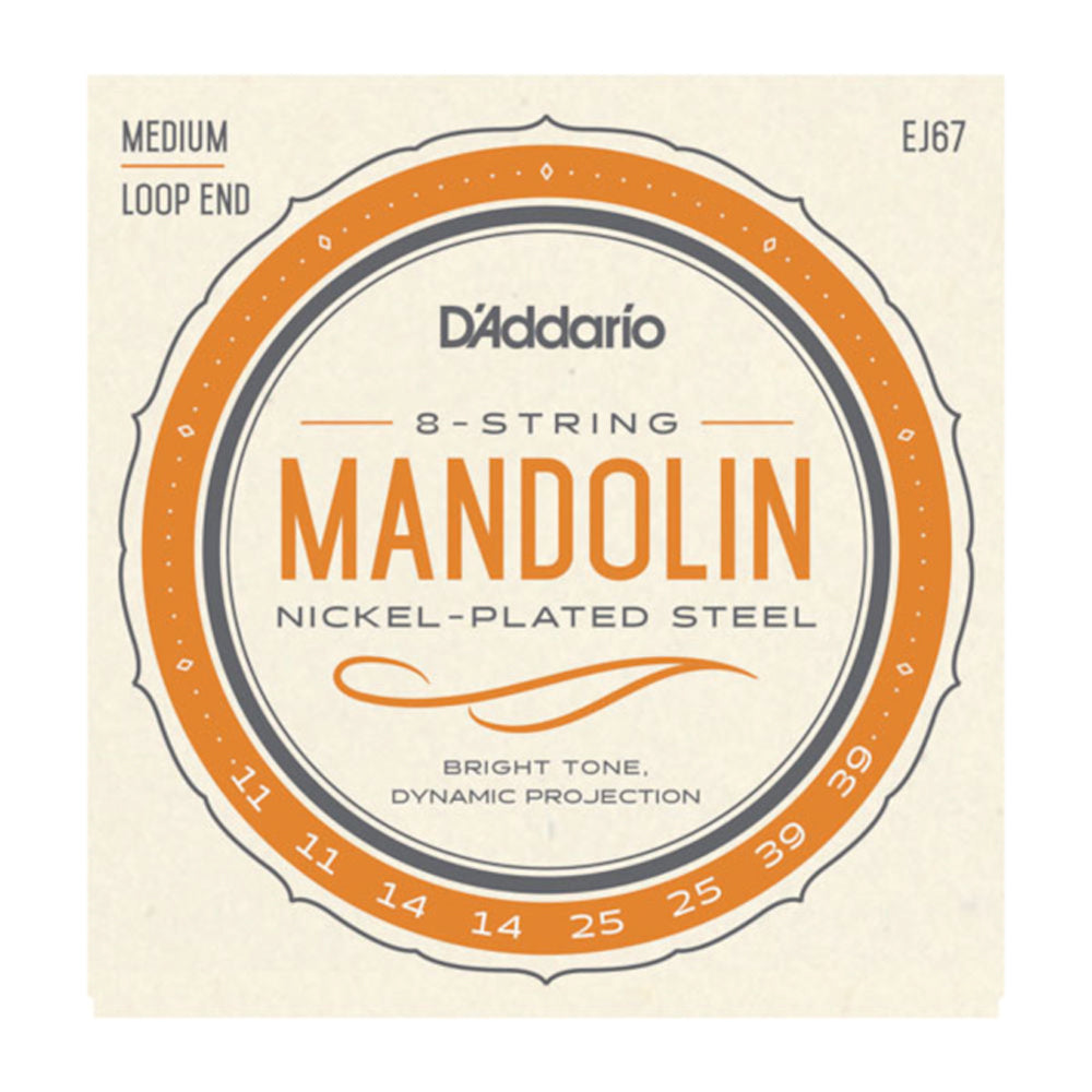 D'Addario EJ67 Mandolin Strings Loop End - Professional Quality for Bluegrass, Folk & Classical Music - Perfect for Performances & Practice