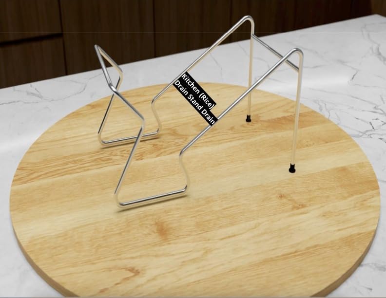 UNNOM Hands-Free Rice Pot Drainer Stand - Stainless Steel Strainer Stand for Fruits, Beans, Noodles & Cooked Rice | Durable Kitchen Food Colander Holder | Perfect for Meal Prep, Cooking & Healthy Eating