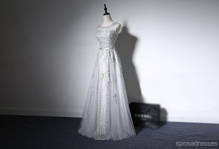 Elegant Gray Lace Beaded Open Back Prom Dress - Sexy Long Evening Gown for Formal Parties & Special Occasions | Perfect for Prom, Homecoming, and Black Tie Events