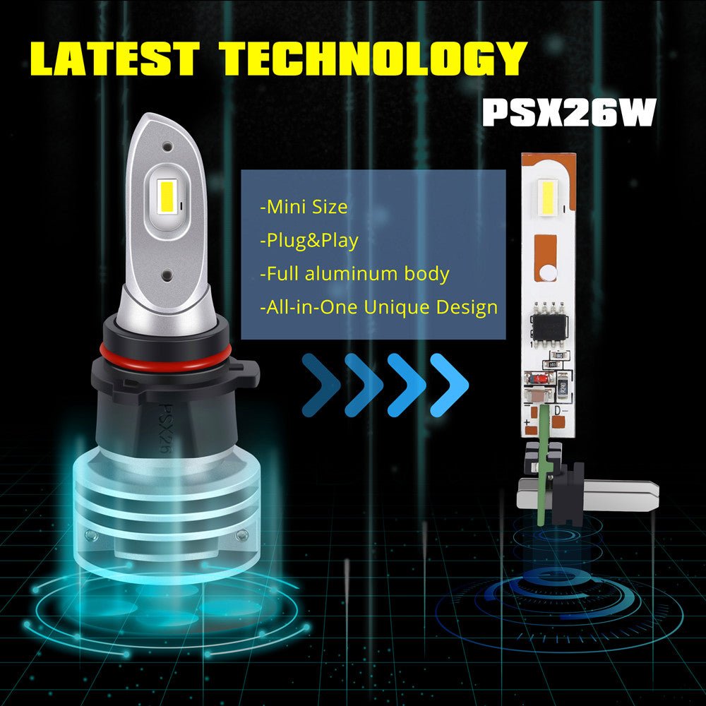 PSX26W LED Fog Light Bulbs - 12278 Replacement Upgrade for Halogen - High Visibility for Night Driving & Bad Weather Conditions
