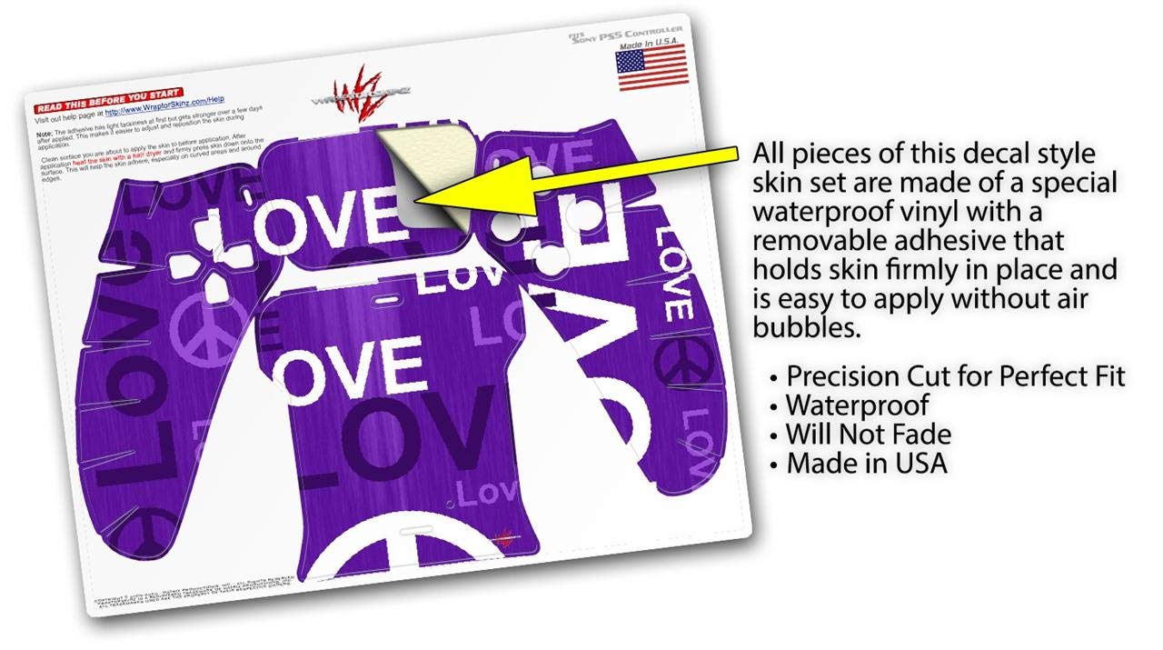 Sony PS5 DualSense Skin Wrap - Love & Peace Purple for Gaming Protection