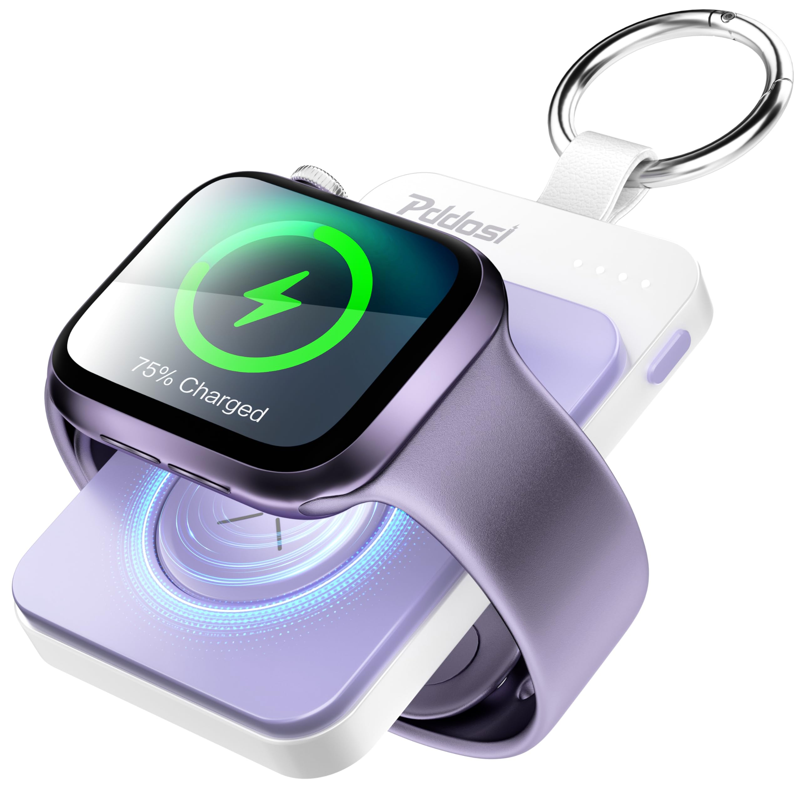 Portable Magnetic Charger for Apple Watch Series 10/9/8/7/6/5/4/3/2/SE/Ultra - 1500mAh Wireless Travel Charger with Keychain | Perfect for Gym, Travel & Everyday Use
