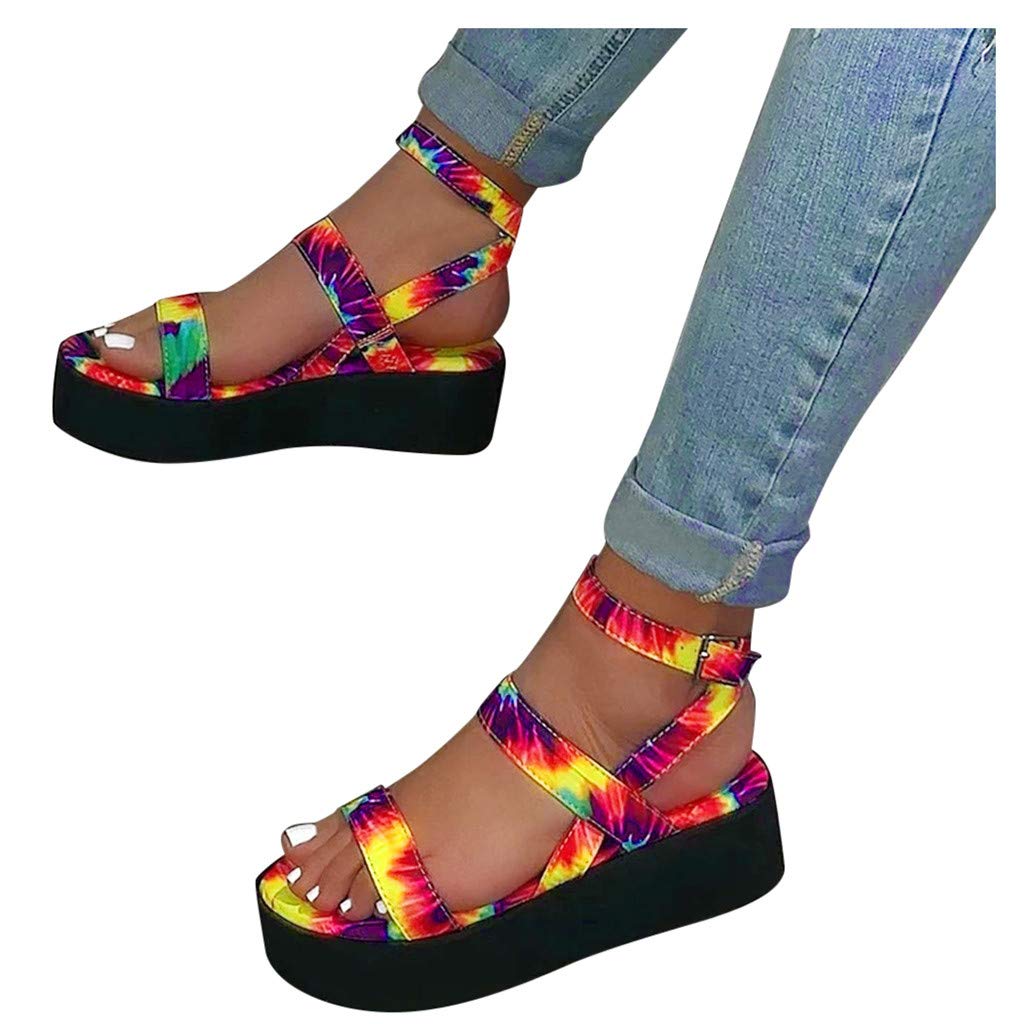 Women's Wedge Sandals with Platform - Open Toe Summer Sandals for Beach, Party & Casual Wear - Comfortable Roman Style Dressy Shoes for Women 2021