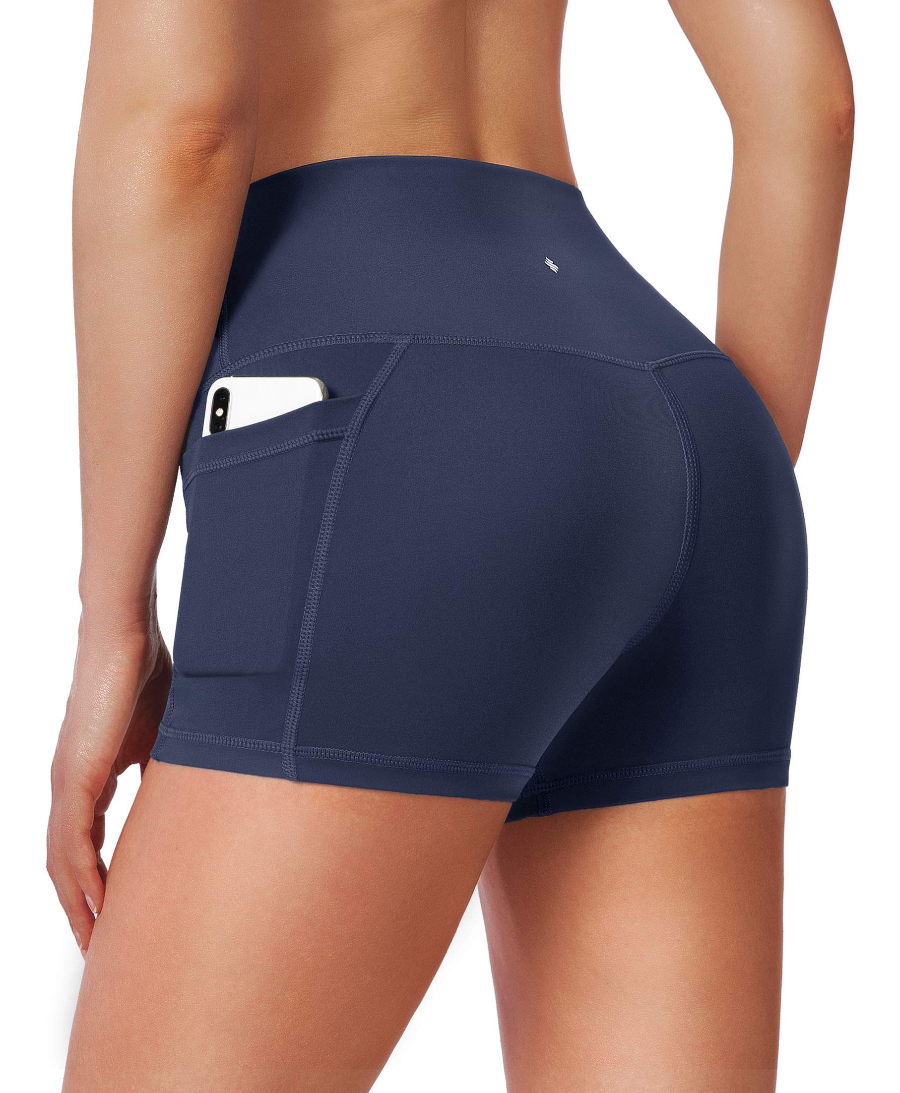 High Waist Yoga Shorts for Women with Side Pockets - Tummy Control Workout Shorts 8
