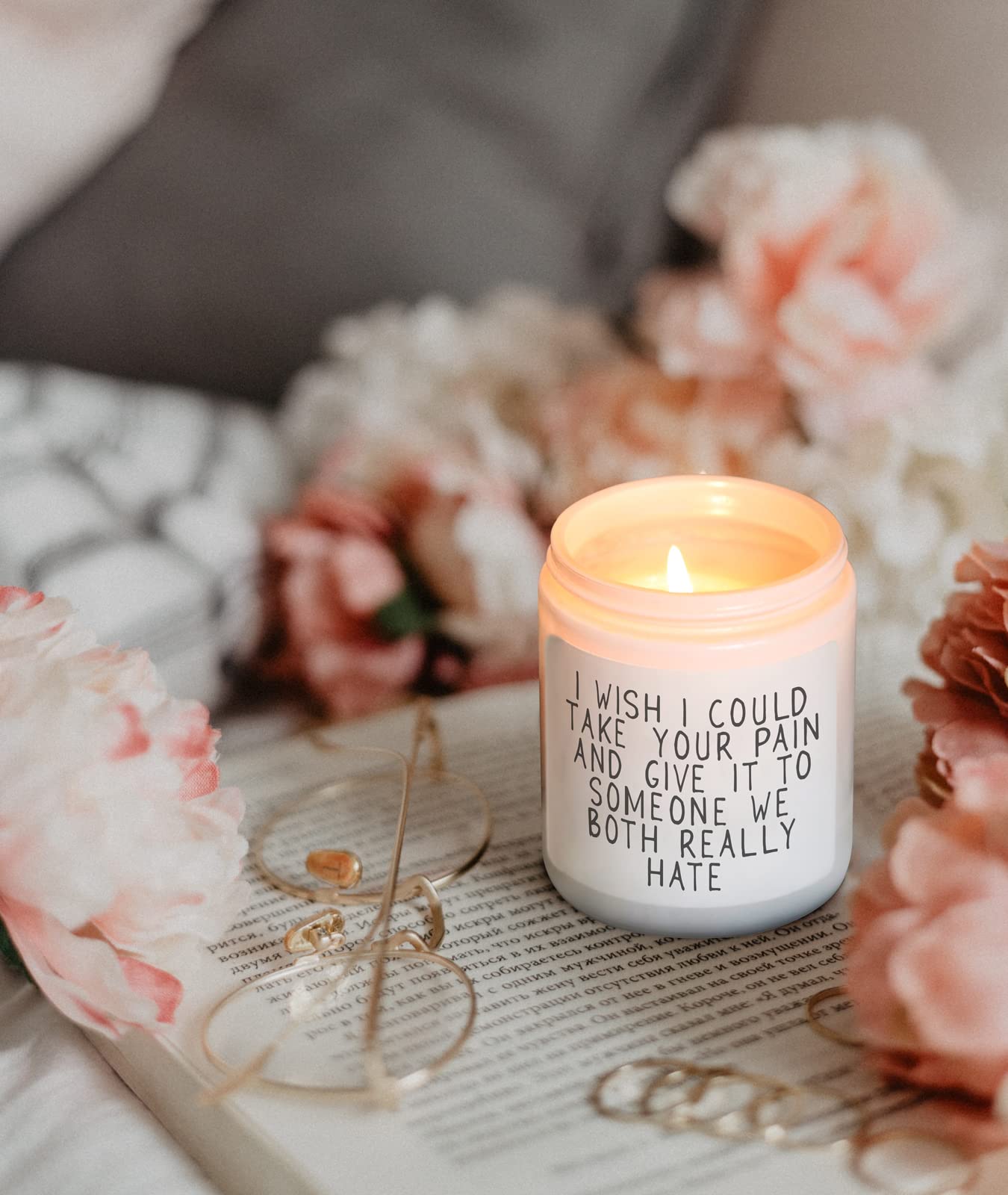 Healing Vanilla & Lavender Scented Soy Candle - Get Well Soon Gift for Women, Post-Surgery Recovery Present for Her & Friends - Relaxing Aromatherapy Candle with Natural Crystals | Perfect for Stress Relief, Meditation, and Creating a Soothing Home Atmosphere