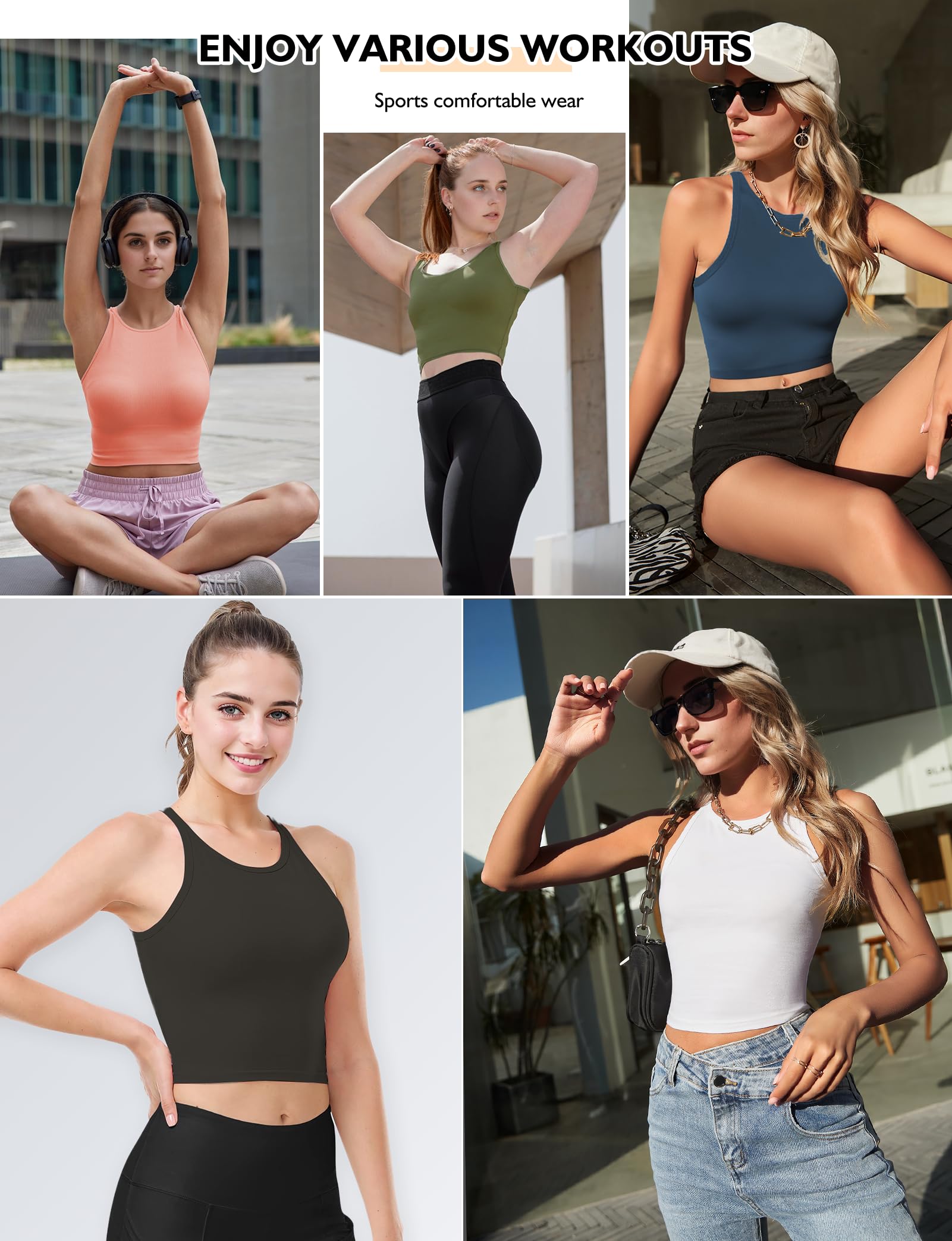 2PCS Women's High Neck Cropped Tank Tops - Sleeveless Athletic Yoga Workout Shirts | Perfect for Gym, Running & Summer Outfits