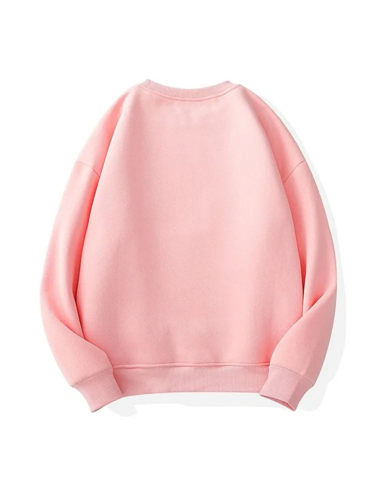 3XL Harajuku Kawaii Strawberry Print Pink Fleece Sweatshirt for Women - Cute Y2K Kpop Fashion Top - Perfect for Streetwear, Casual Outfits & Anime Cosplay