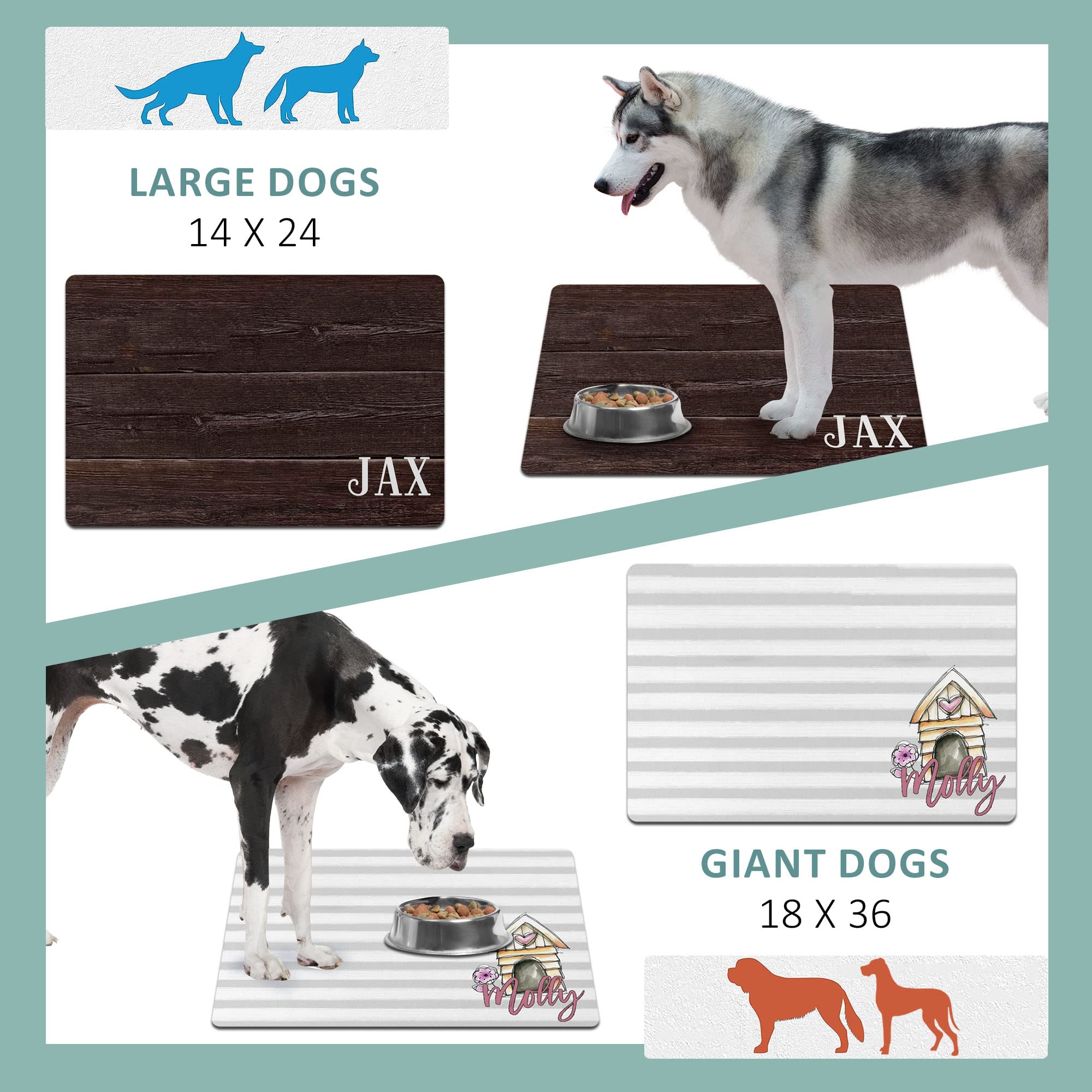 **Personalized Pet Feeding Mat - Waterproof Non-Slip Dog & Cat Food Mat with Raised Edges - Perfect for Food, Water & Dish Bowls - Ideal Gift for Pet Owners (10x16 Inches, Wood Design) - Great for Kitchen, Dining Area & Outdoor Use**