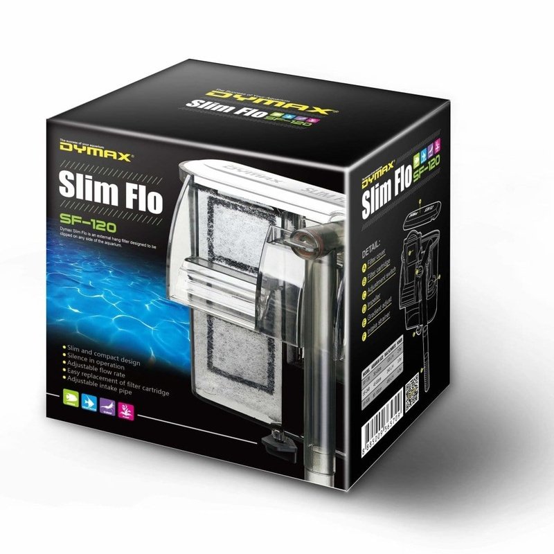 Dymax Slim Flo Hang On Filter SF 120 - 110L/h Flow Rate for 20L Aquariums - Perfect for Small Fish Tanks & Nano Aquascaping