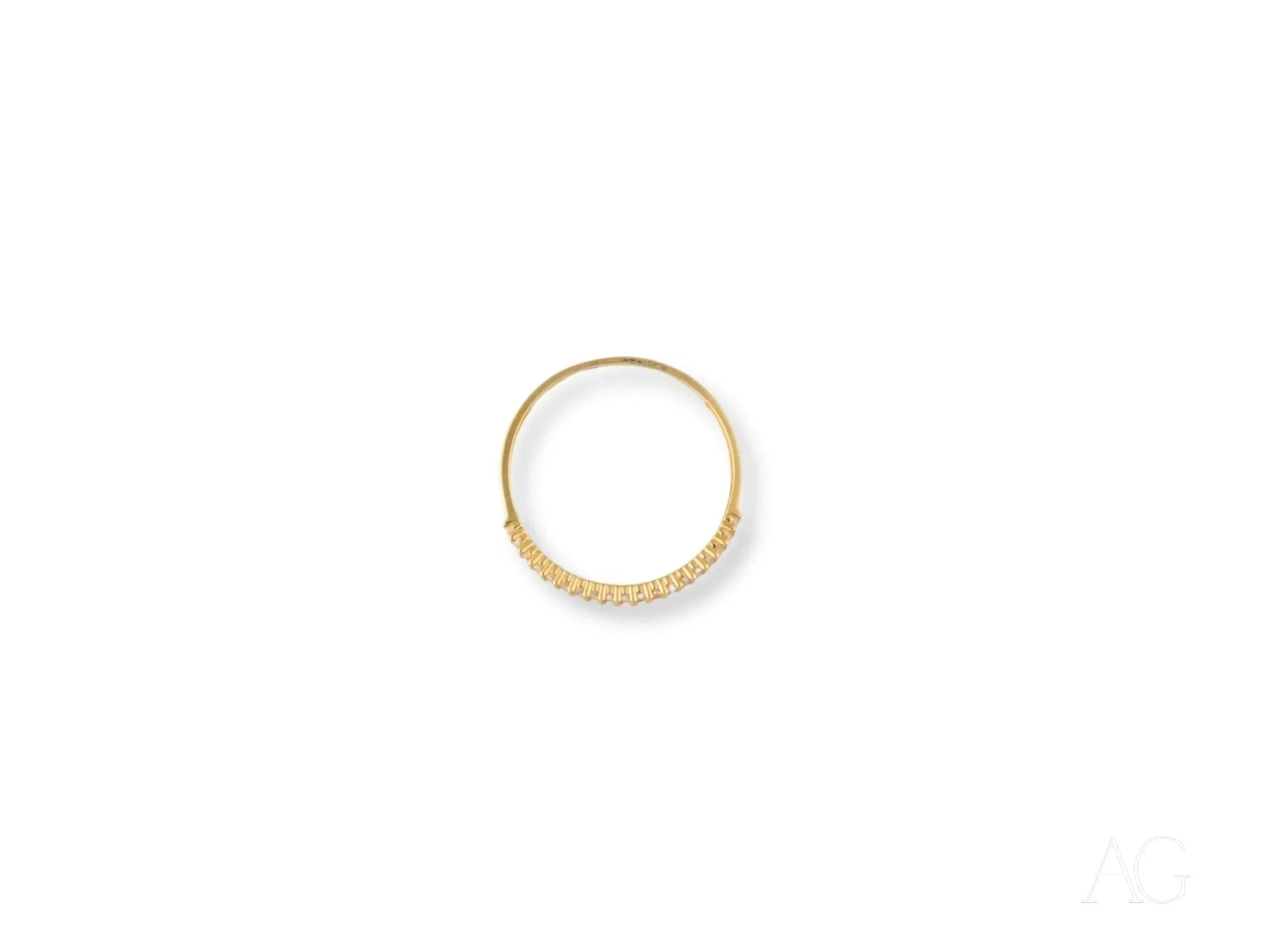 18K Yellow Gold CZ Half Round Ring - Elegant & Timeless Jewelry for Women, Perfect for Weddings, Anniversaries & Special Occasions
