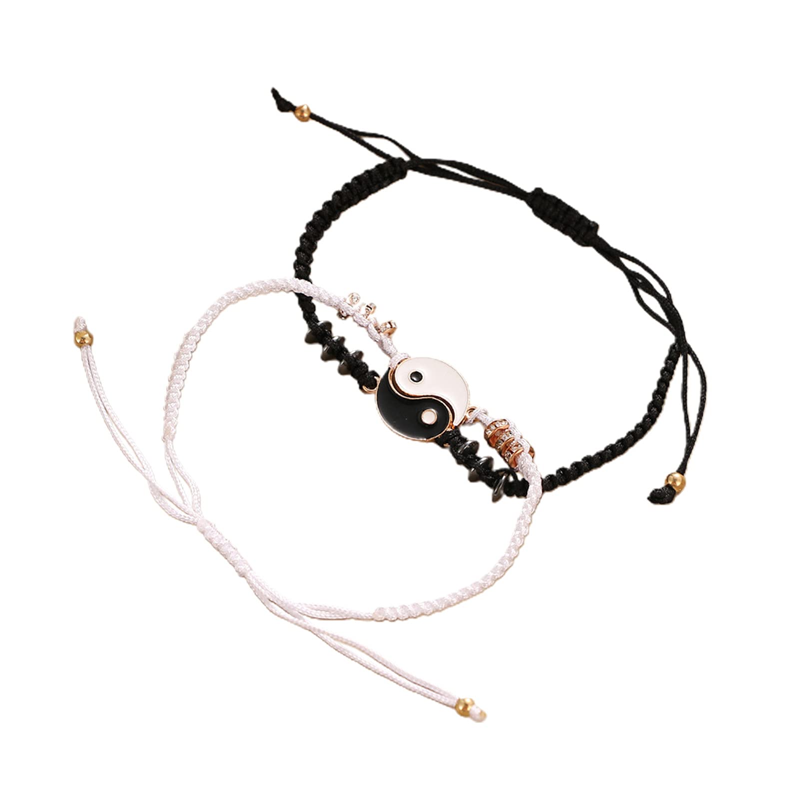 2Pcs Adjustable Rust-Proof Alloy Couple Bracelets for Teen Girls & Women - Stylish & Fadeless Pendant Jewelry for Gifts, Friendship & Everyday Wear