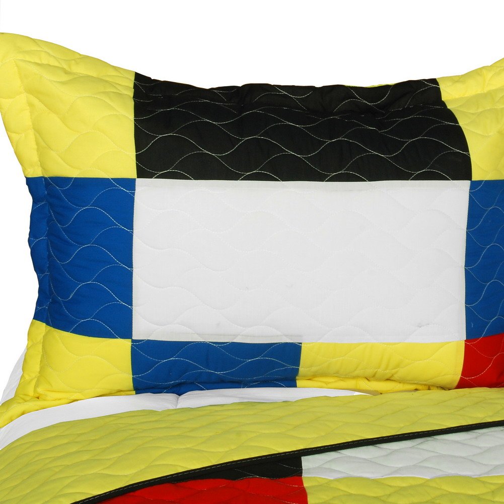 Fantastic Beauty Vermicelli-Quilted Patchwork Plaid Quilt Set Full/Queen Size - Cozy Bedding for Winter Nights & Farmhouse Bedroom Decor