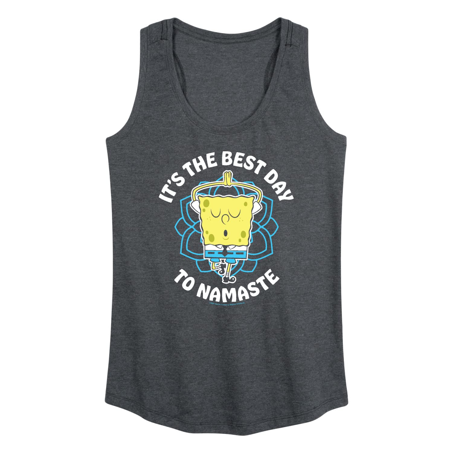 HYBRID APPAREL Women's Spongebob Squarepants 'The Best Day to Namaste' Racerback Tank Top - Soft Yoga Workout Shirt for Women, Perfect for Gym, Beach & Casual Wear