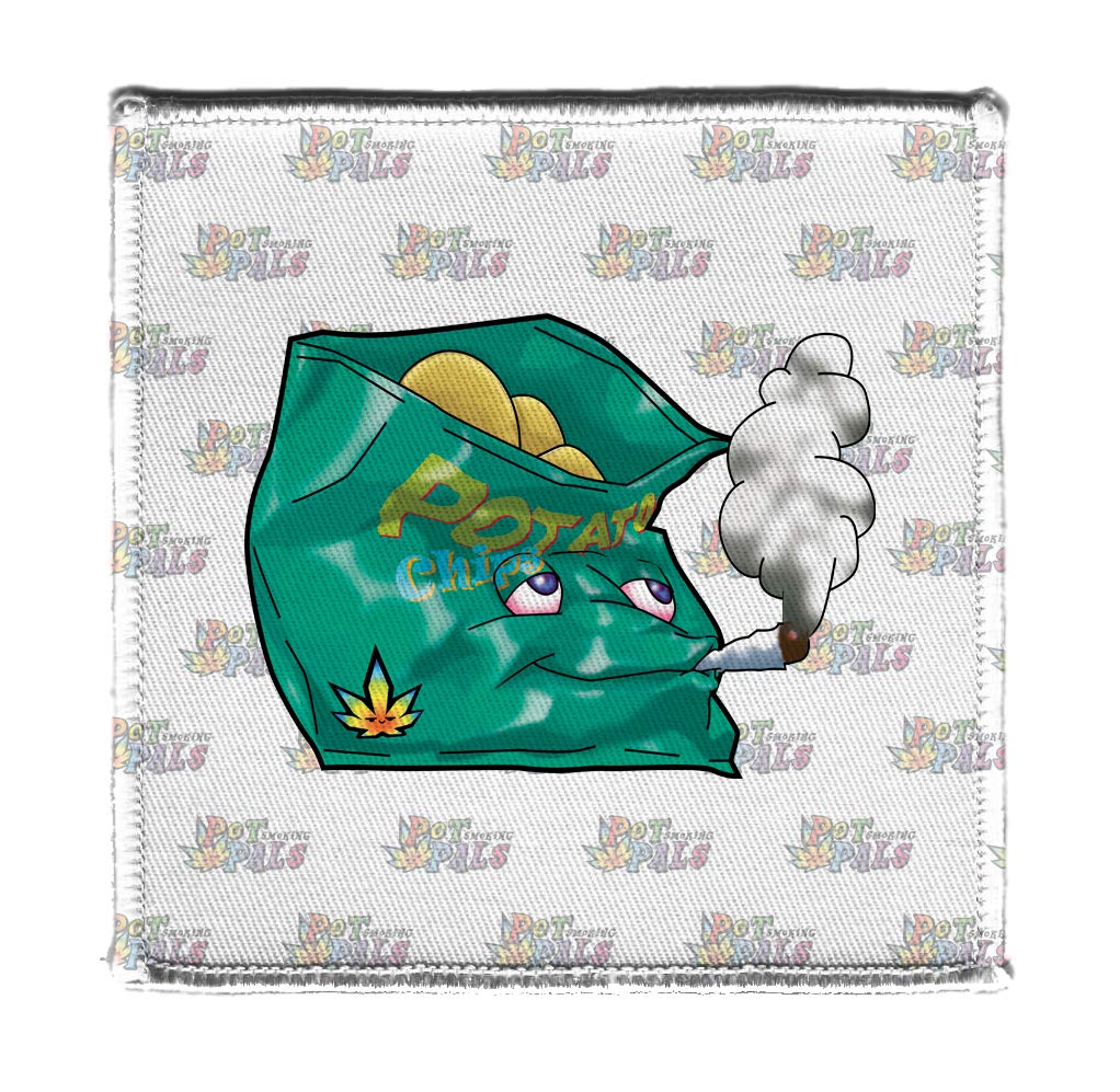 Funny Pot Smoking Pals Baked Potato Chips Iron-On Patch 4x4 Inch - Perfect for Denim Jackets, Backpacks & DIY Crafts