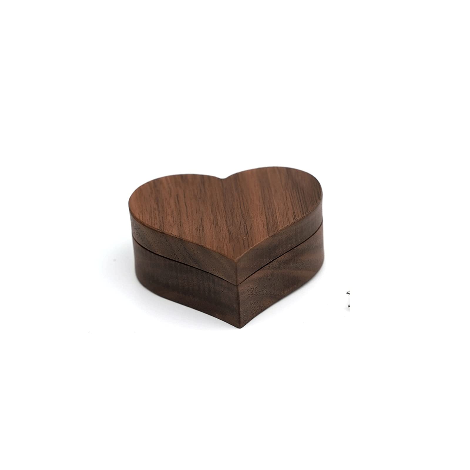 DIWANG Wooden Jewelry Box for Rings - Portable Travel Jewelry Organizer Display Case with Heart Design, Walnut Finish - Perfect for Jewelry Storage, Gift Packaging & Travel Accessories