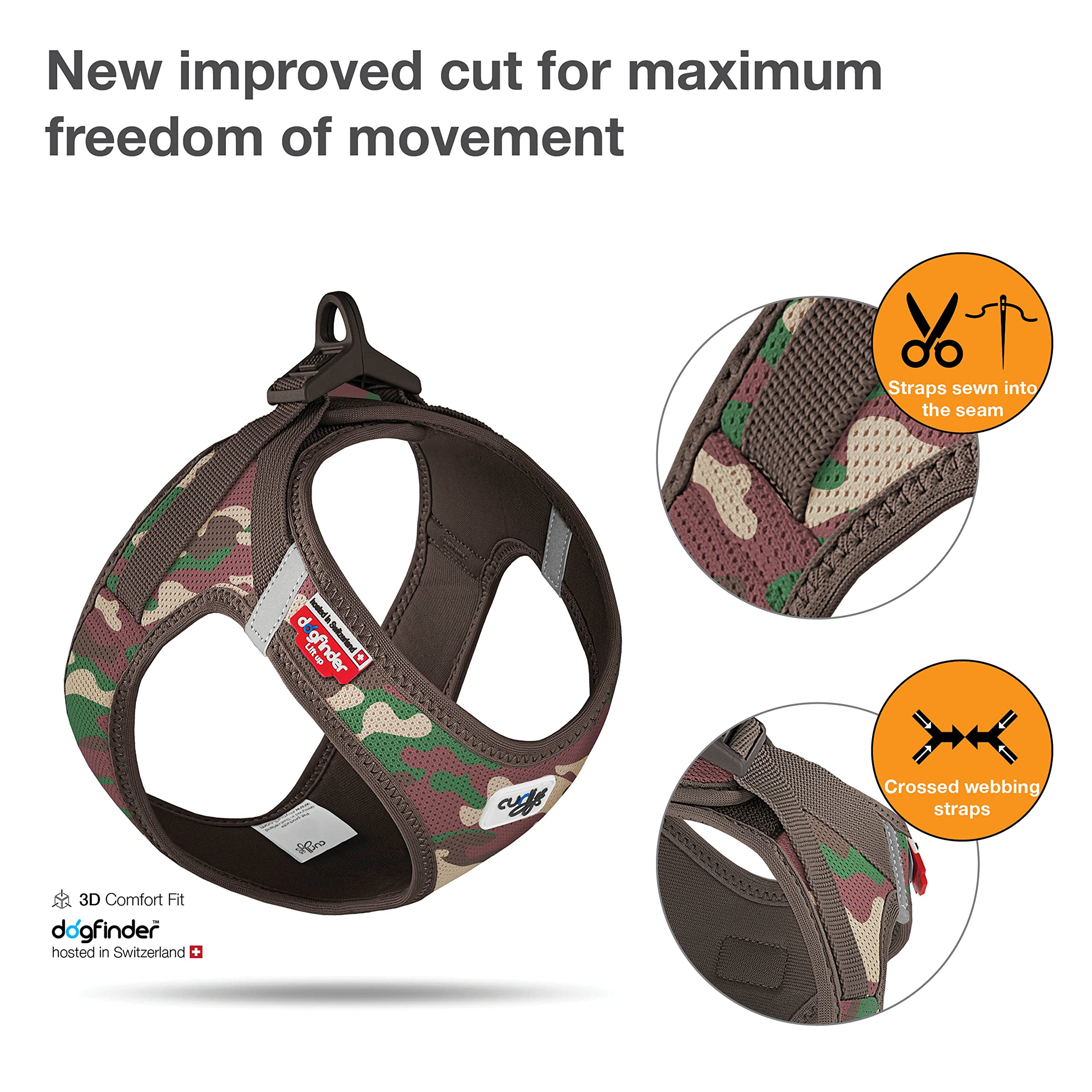 Tactical Air-Mesh Camo Vest Harness with Curli Clasp - Adjustable Dog Harness for Outdoor Adventures, Hunting & Hiking
