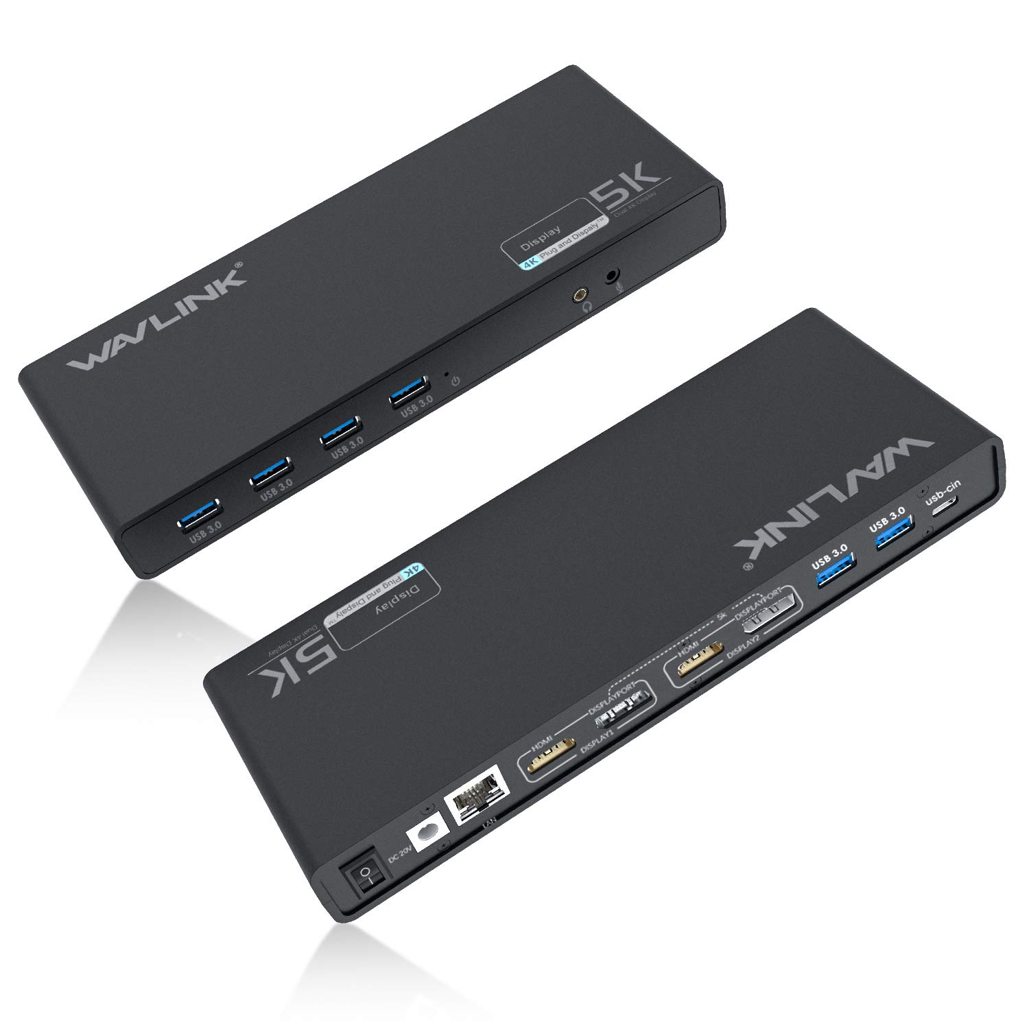 WAVLINK USB C Laptop Docking Station - Dual 4K/5K @60Hz HDMI & DisplayPort, Gigabit Ethernet, 6 USB 3.0 Ports - Compatible with Windows Laptops - Perfect for Home Office & Multi-Monitor Workstations