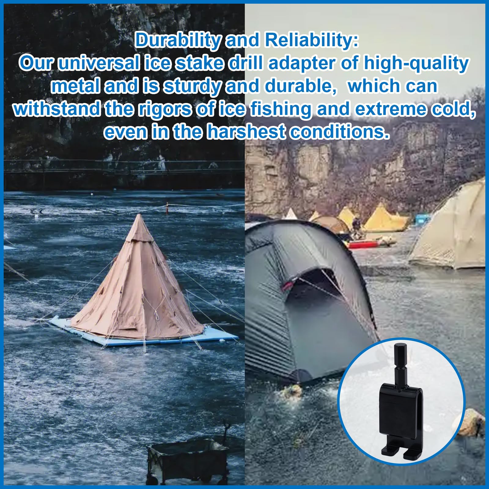 43416 Ice Anchor Install Adapter Tool - Heavy Duty Ice House Anchors for Fishing Shelters & Shanty Tents - Perfect for Winter Ice Fishing Setup & Outdoor Shelter Installation