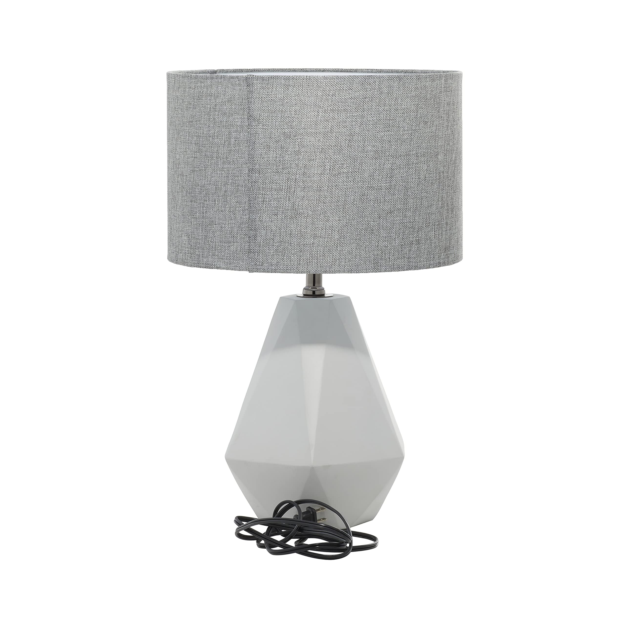 Deco 79 Modern Gray Cement Stone Geometric Table Lamp with Drum Shade - 14