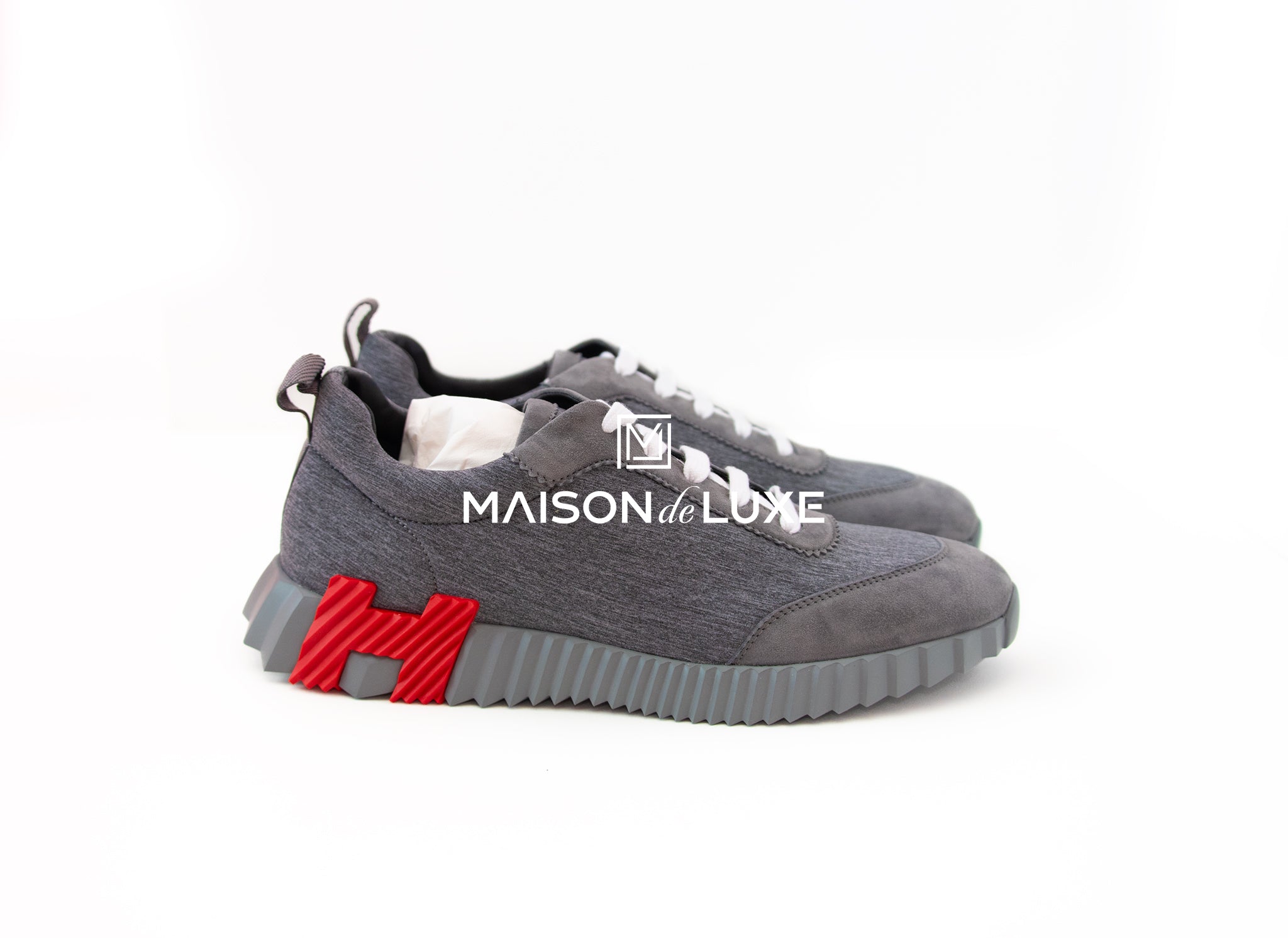 Hermes Men's Gris Fonce Mesh Bouncing 42 Sneakers - Lightweight Comfortable Running Shoes for Gym, Workout & Casual Wear