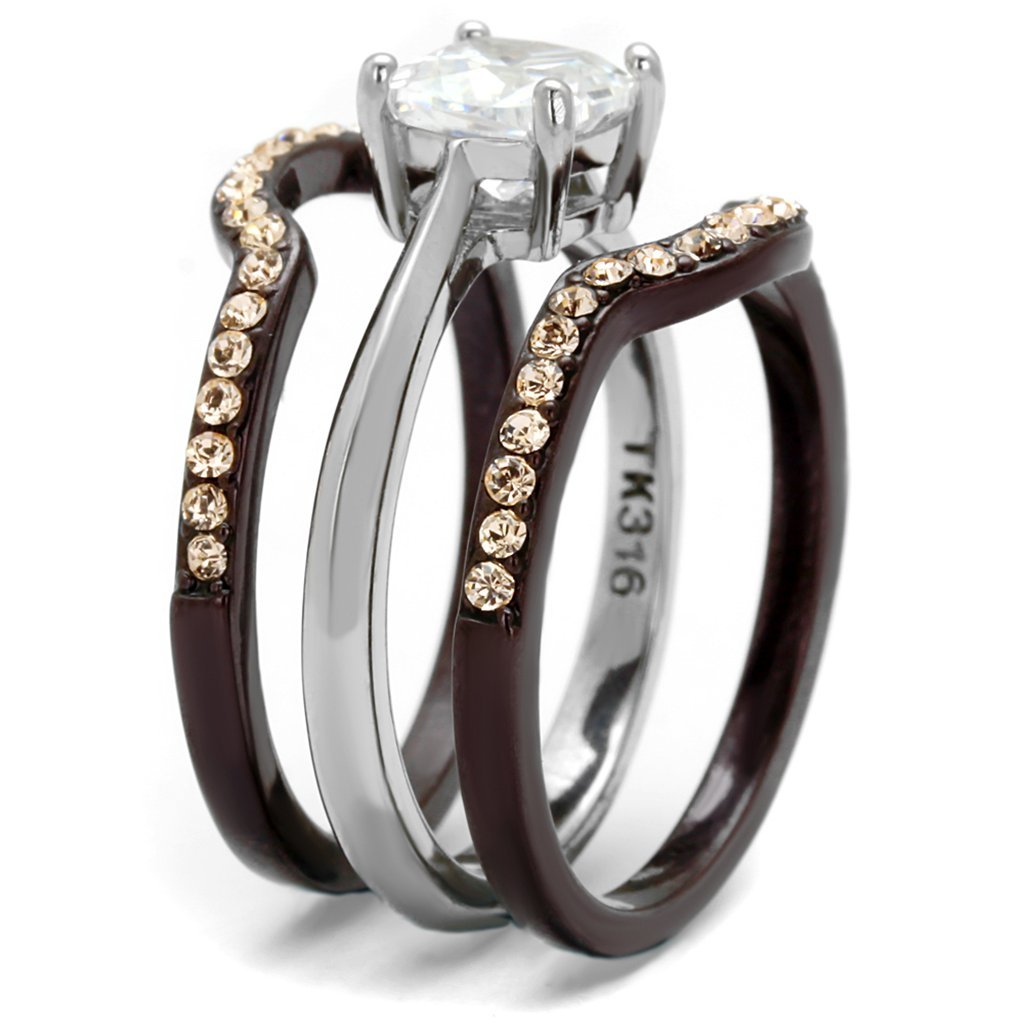 1.85ct Cushion Cut Brown CZ Wedding Ring Set for Women Size 5-10 - Elegant Bridal Jewelry